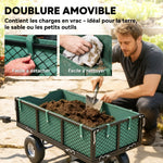 Gartenwagen 300 kg, Bollerwagen mit abnehmbarer Plane und 180° drehbarem Griff, klappbare Seitenteile, Grün
