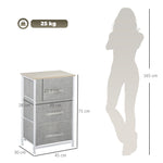 Meuble de rangement chiffonnier moderne 3 tiroirs en tissu, cadre en acier et MDF, 45 x 30 x 71 cm, gris-2
