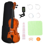 Violon 4/4 pleine grandeur avec étui, accordeur, épaulière, archet, colophane, cordes rechange et chiffon
