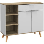 Meuble de rangement buffet cuisine 1 tiroir 1 placard double porte 3 étagères réglables 95 x 35 x 85 cm blanc