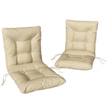Lot de 2 coussins de chaise d'extérieur, coussins de jardin avec attaches, intérieur et extérieur, 120 x 50 x 8 cm, beige