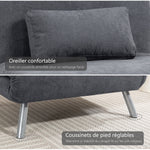 Poltrona letto singola, poltrona convertibile 3 in 1 con schienale regolabile, cuscino, seduta ampia, grigio scuro