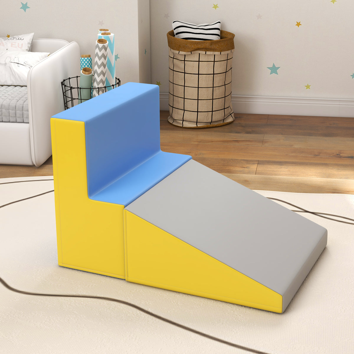 Parcours motricité bébé jouets d'escalade modulable 2 briques géantes en mousse 50 x 50 x 25 cm multicolore