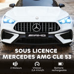 Voiture électrique enfants Mercedes AMG CLE 53 12V 2 moteurs télécommande parentale 2,4G 99 x 55 x 43 cm blanc