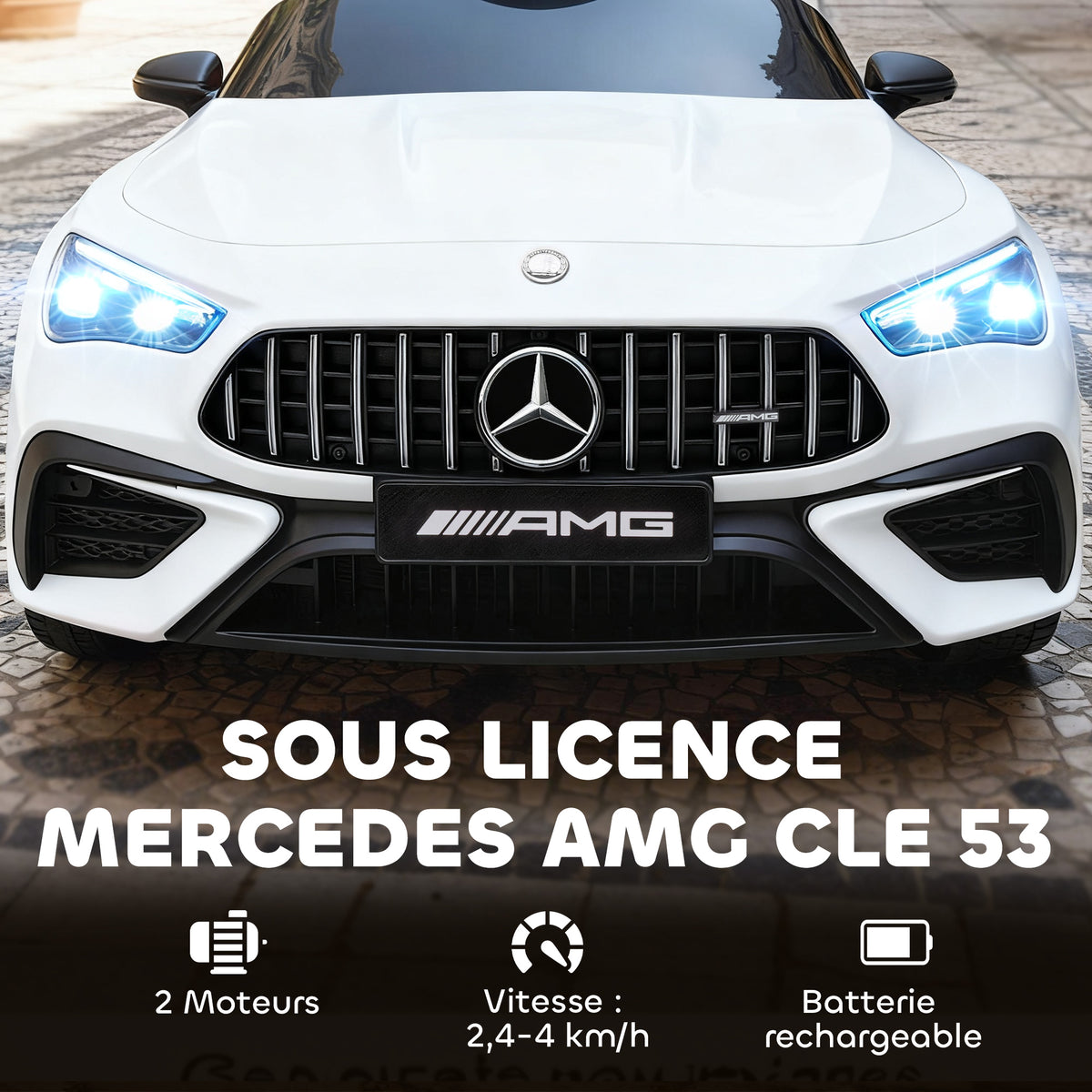 Voiture électrique enfants Mercedes AMG CLE 53 12V 2 moteurs télécommande parentale 2,4G 99 x 55 x 43 cm blanc