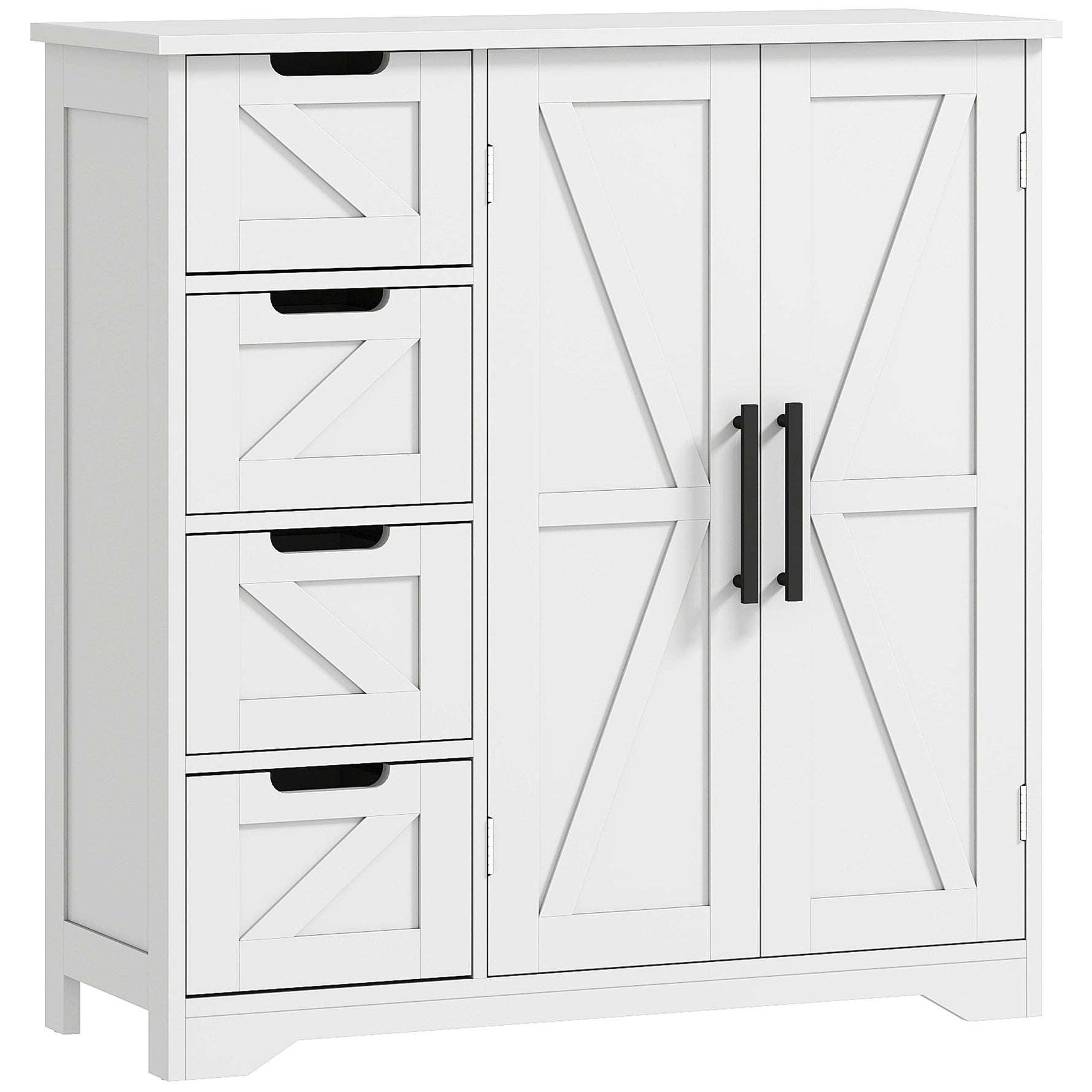 Meuble de salle de bain, meuble de rangement, avec 4 tiroirs, 1 placard, pour petits espaces, 81,2 x 30 x 83,8 cm, blanc