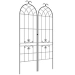 Lot de 2 treillis de jardin, support pour plantes grimpantes en métal, 50L x 181H cm, noir