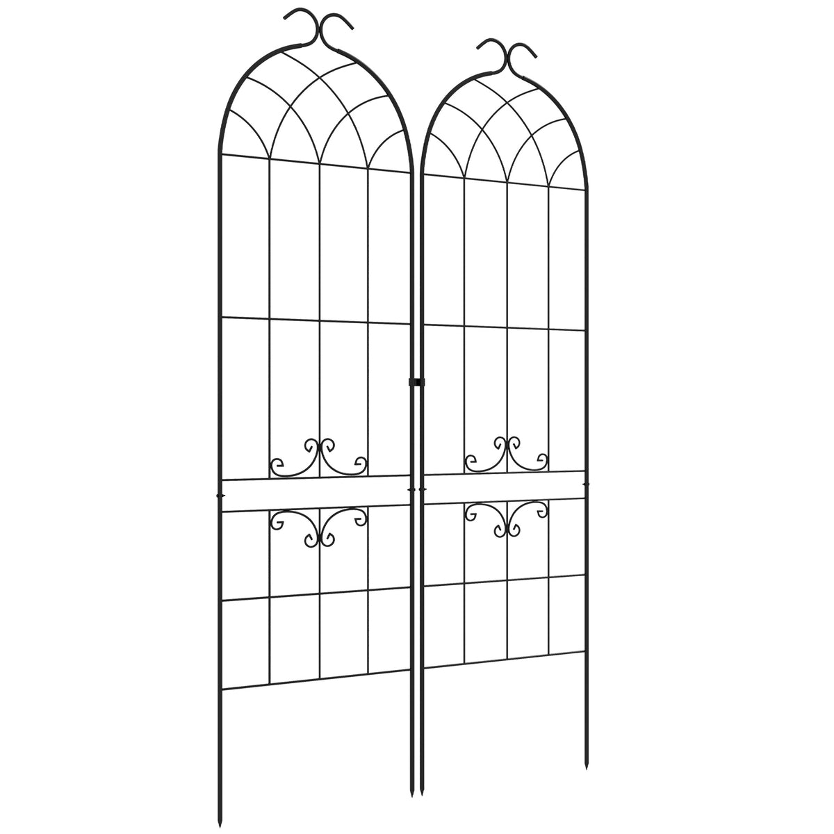 Lot de 2 treillis de jardin, support pour plantes grimpantes en métal, 50L x 181H cm, noir