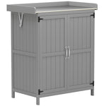 Armoire de jardin en bois abri de jardin avec 2 portes, toit à charnières et étagère, 74 x 43 x 88 cm, gris