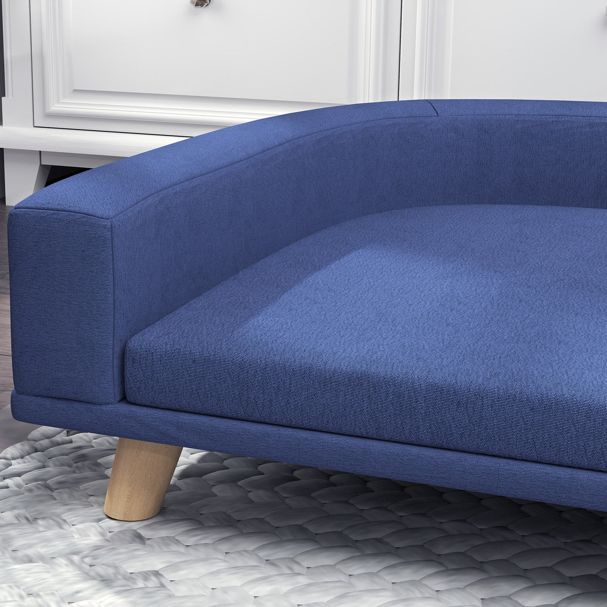 Txakur-sofa, txakur-ohe altxatua, kuxin garbigarria, egurrezko markoa, poliesterrezko ehuna, 98 x 67 x 25 cm, urdina