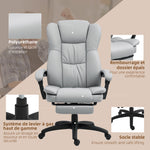 Fauteuil de bureau massant, chaise de bureau avec hauteur réglable, dossier inclinable et télécommande filaire, gris