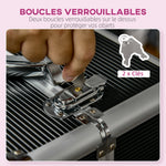 Valise trolley maquillage mallette cosmétique vanity poignée télescopique réglable 36L x 23l x 58H cm alu ABS noir