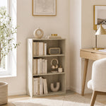 Bibliothèque étagère de rangement avec 3 compartiments et étagère réglable, 60 x 24 x 93 cm, bois naturel