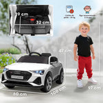 Voiture électrique enfants sous Licence Audi e-tron Sportback, véhicule électrique 12V Max. 5 Km/h avec télécommande 2,4G, phares LED, musique, klaxon, port USB, MP3, blanc