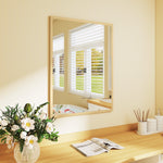 Miroir mural rectangulaire 80 x 60 cm, cadre en bois naturel, idéal pour la salle de bain, salon ou chambre