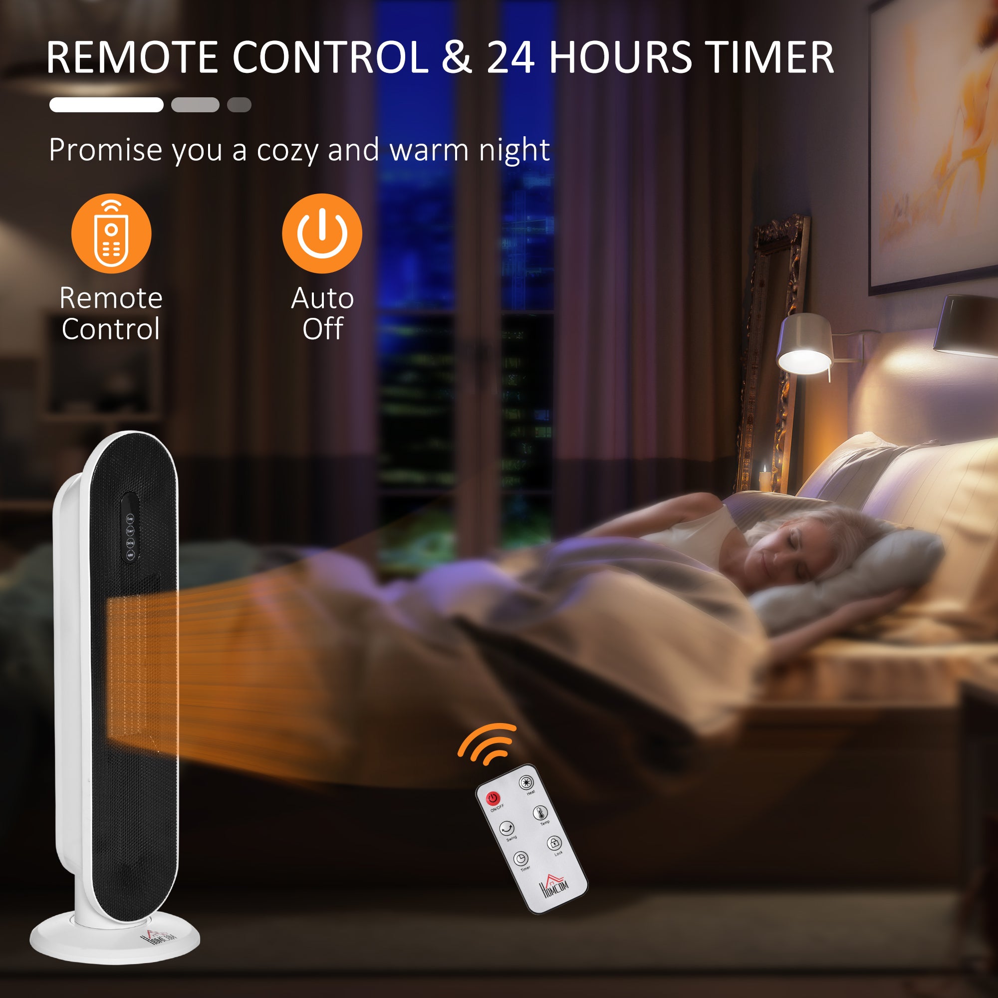 Calefactor oscilante 1200/2000 W - mini radiador cerámico PTC - mando a distancia incluido - calefactor auxiliar