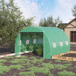 Serre de jardin 9 m² serre tunnel de jardin 3 x 3 x 2 m avec porte enroulable et 6 fenêtres en maille en acier PE vert