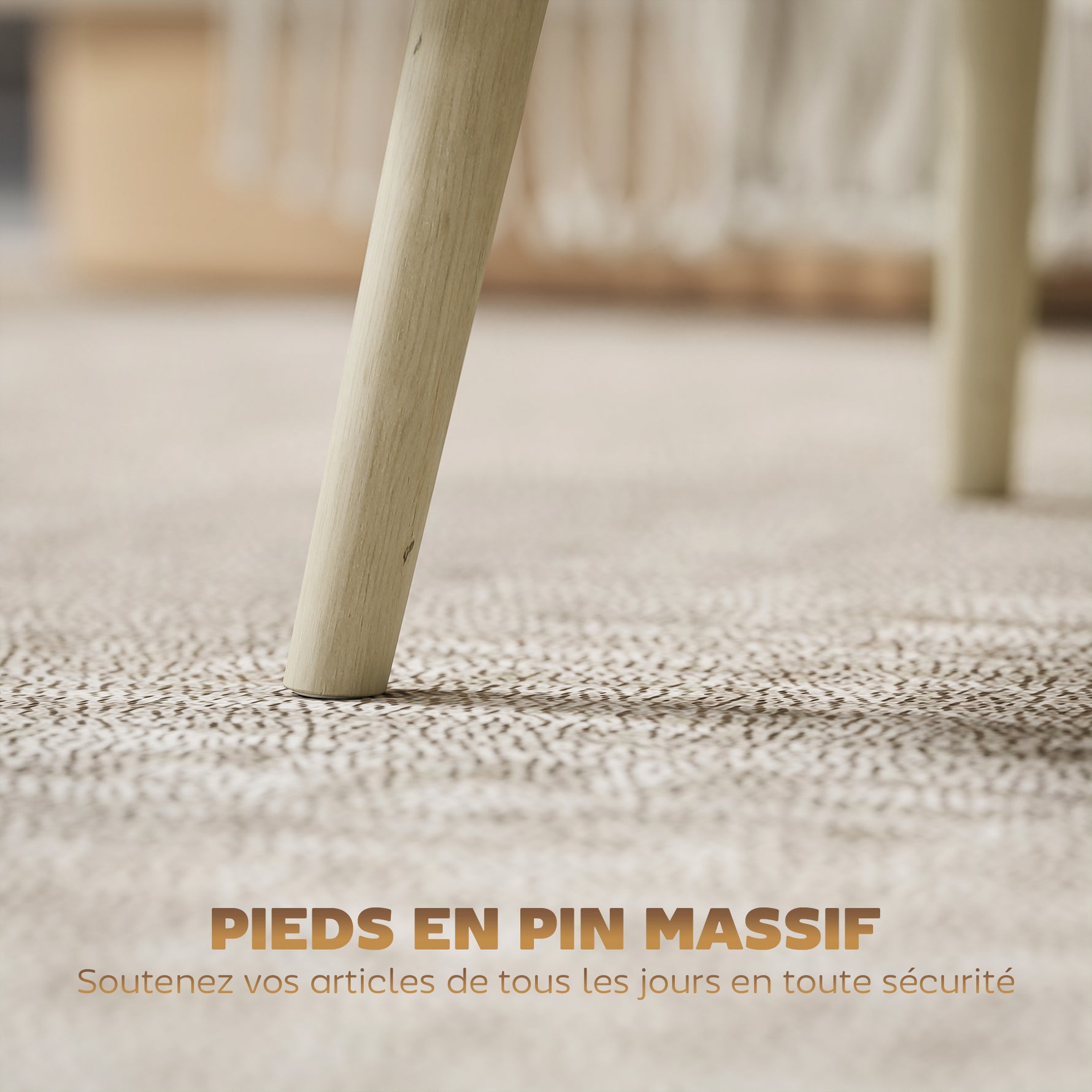 Table basse relevable, table de salon avec 2 compartiments cachés et pieds en pin, 91 x 56 x 43 cm, chêne