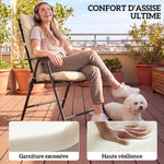 Lot de 2 coussins de chaise d'extérieur, coussins de jardin avec attaches, intérieur et extérieur, 120 x 50 x 8 cm, beige