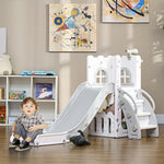 Toboggan pour enfants 5 en 1 avec panier de basket escalade télescope espace de rangement 70 x 177 x 92 cm gris
