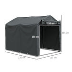 Abri de jardin 2 x 1,6 x 1,65 m abri vélo extérieur cadre en métal galvanisé, imperméable résistant aux UV, gris foncé