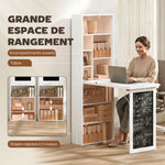 Bureau avec rangement pliable murale rabattable avec bibliothèque poste de travail tableau à craie et étagère réglable