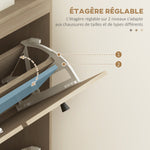 Meuble à chaussures 4 abattants 20 paires étagère réglable style bohème pieds en bois massif 105 x 24 x 97,5 cm naturel