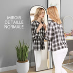 Miroir sur pied rectangulaire arrondi cadre en aluminium avec support pour entrée chambre dressing 50 x 161,5 cm noir