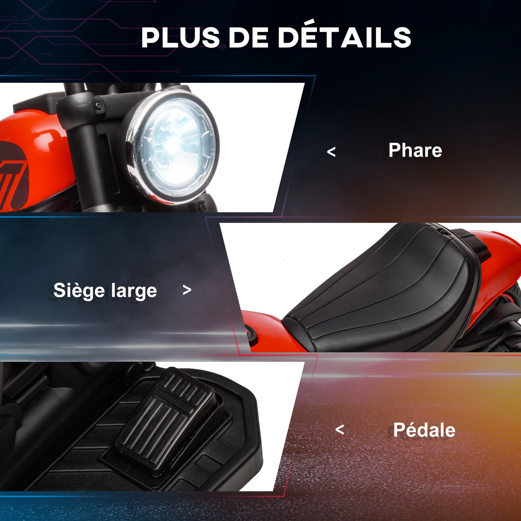 Moto électrique pour enfants 3 km/h 6V avec phare LED 2 roues d'entraînement de 18 à 36 mois avec moteur puissant rouge