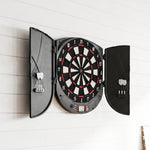 Diana de dardos electrónica plegable 26 juegos hasta 8 jugadores pantalla LCD altavoz negro
