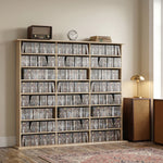 Meuble de rangement 1032 CDs / 594 DVDs, étagère multimédia, 24 compartiments et 18 étagères ajustables, chêne