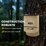 Set di 3 casette per pipistrelli in legno, rifugio per pipistrelli con piattaforma scanalata 23 x 9,5 x 36,5 cm, legno naturale