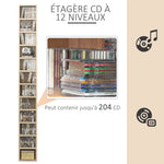 Rangements pour CD et DVD, étagère colonne de rangement, meuble de rangement bois naturel