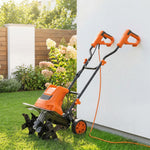 Motobineuse Électrique Motoculteur 1500W 6 Lames 65Mn Largeur 40cm Profondeur 20cm Pliable et Étanche IPX4 Orange