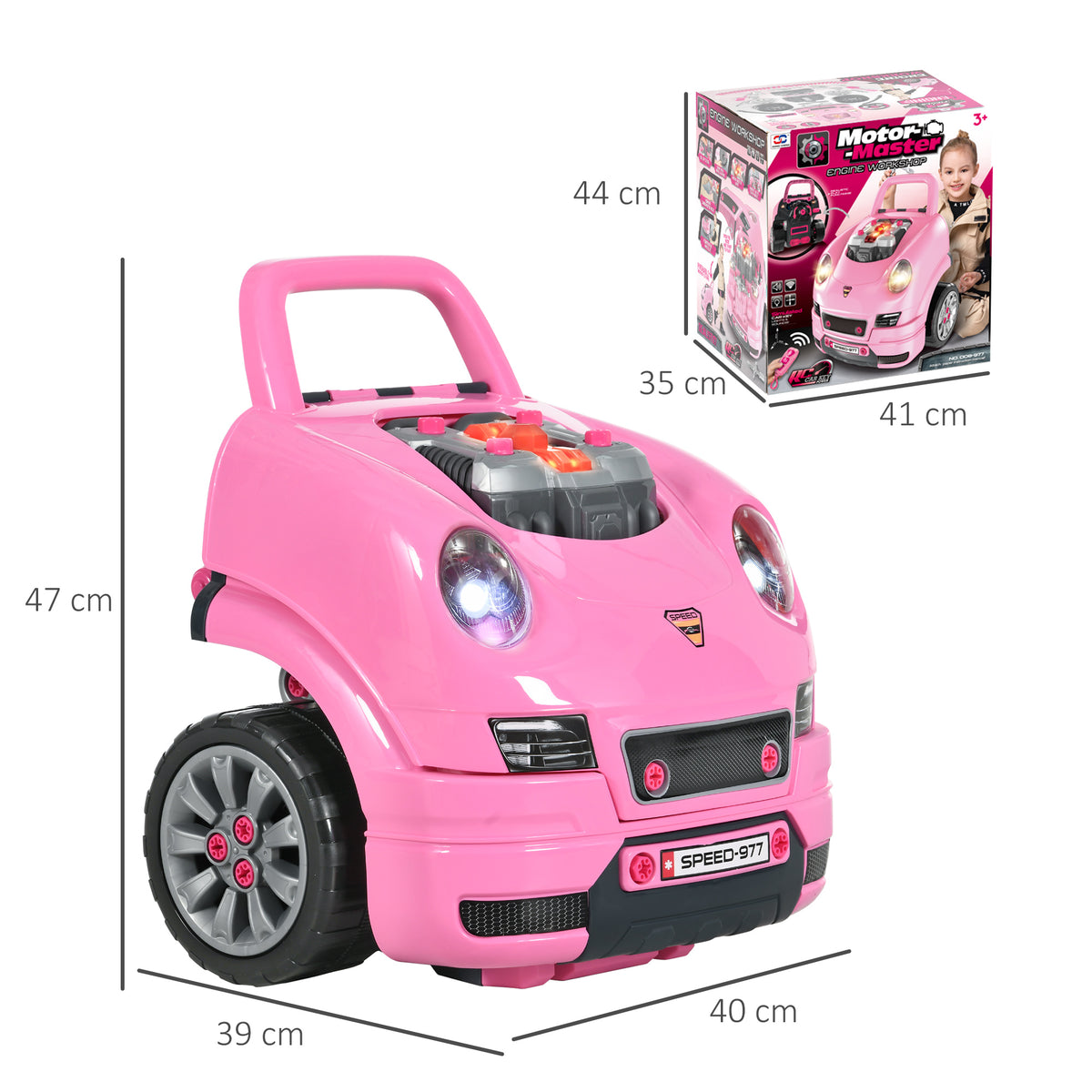 Camion mécano 2 en 1 jouet bricolage enfant jeu d'imitation mécanicien nombreux qccessoires total de 61 pièces rose
