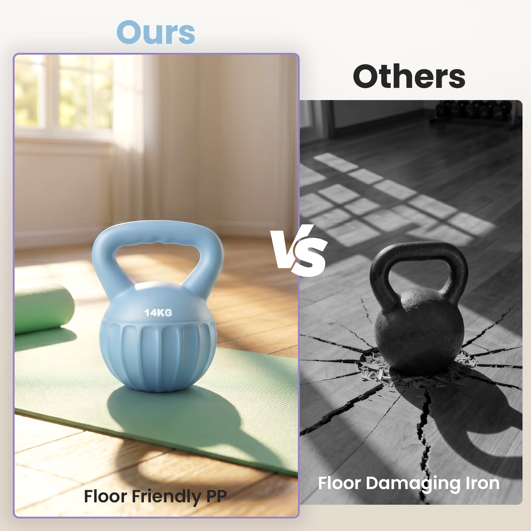 Kettlebell 14 kg, haltère avec poignée Antidérapante, haltère à boule, musculation, entraînement, pour gym, bleu