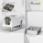 Maison de toilette pour chat bac à litière fermé bac acier inoxydable, nettoyage facile, 60,4 x 40,4 x 41,8 cm, blanc