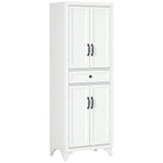 Credenza alta mobile da cucina 4 ante 2 scomparti e 1 cassetto centrale altezza 170 cm con ripiano regolabile bianco