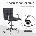 Lot de 2 chaises de bureau fauteuil manager pivotant hauteur réglable revêtement synthétique capitonné noir