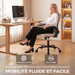 Chaise Bureau Ergonomique, Fauteuil de Bureau Maille, Accoudoirs Relevables, Hauteur Réglable, Fonction Bascule, Beige