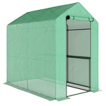 Serre de jardin PE étagère 2 niveaux, serre de balcon, bâche renforcée 140 g/m², châssis en acier, 186x120x190cm, vert