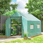 Serra da giardino a tunnel 2 x 3m, 6m² con porta avvolgibile, 4 finestre, - Acciaio galvanizzato PE alta densità Verde