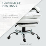Fauteuil de bureau, chaise bureau ergonomique avec dossier inclinable, hauteur réglable, 66 x 72 x 130 cm, blanc
