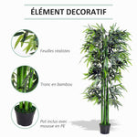 Bambou Artificiel XXL 1,80H m arbre artificiel Feuilles denses réalistes Pot Inclus Noir Vert