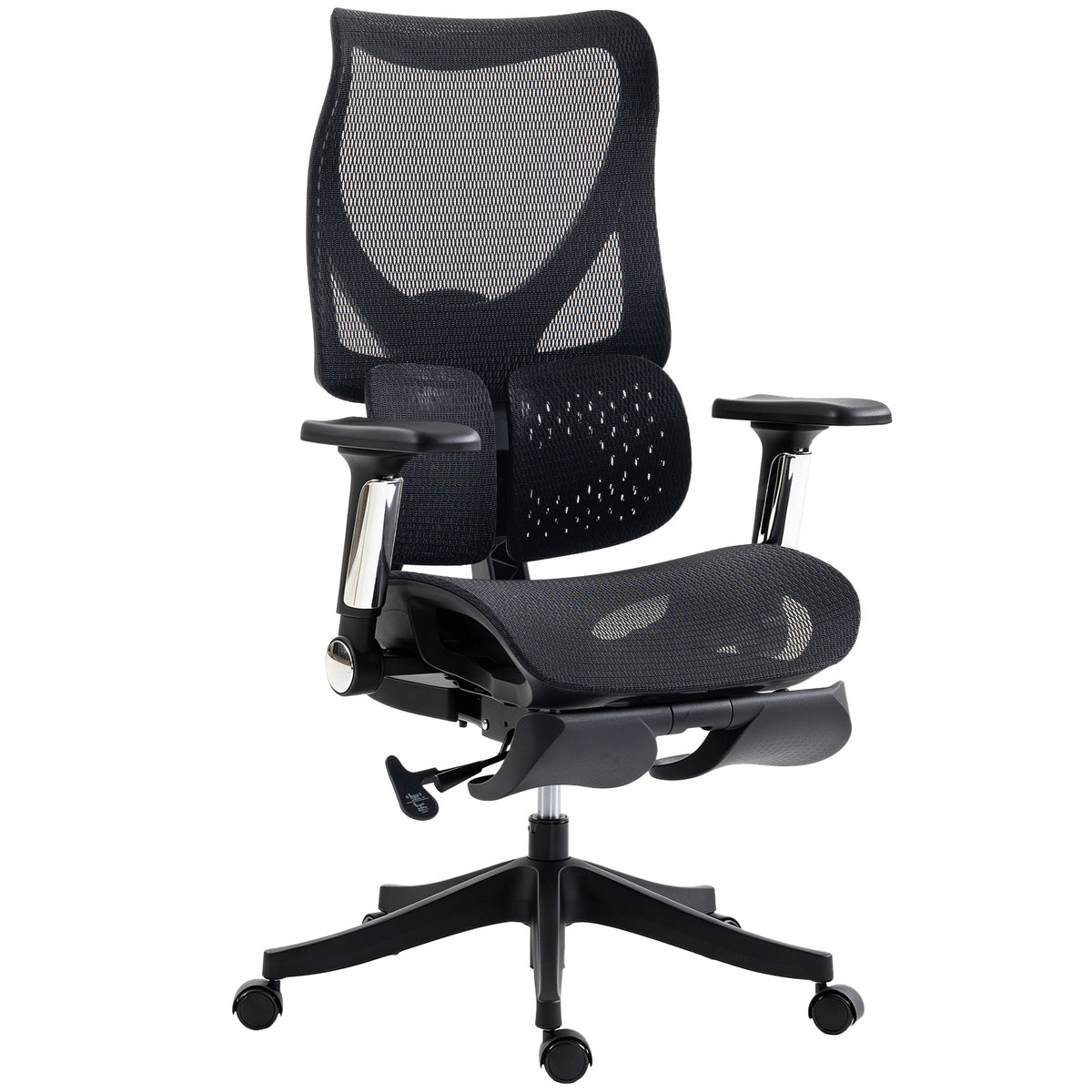 Ergonomic Office Chair, Reclining Mesh Desk Chair, Lumbar Support, 4D Armrests, Black