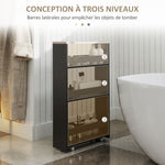 Chariot de rangement à 3 niveaux chariot de stockage étagère sur roulettes avec poignée - 48 x 15 x 80 cm noir