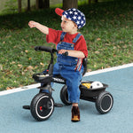 Tricycle pour enfant évolutif avec siège réglable pédales 2 paniers ceinture pour enfant de 2 à 5 ans noir