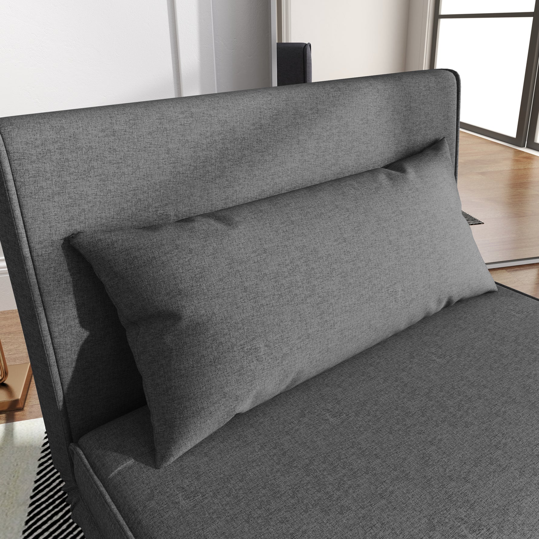 Fauteuil convertible 1 place, fauteuil-lit chauffeuse 3 en 1, dossier réglable, oreiller, tissu en lin, 94x78x80cm, gris