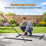Support Pied de hamac Structure Robuste métal époxy Noir 3,60 x 0,92 x 1,12 m, Compatible Hamacs de 3,3 à 3,6 m