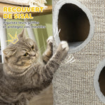 Tonneau à gratter pour chat, tour à griffer en sisal à 3 niveaux recouvert de peluche, Ø 38 x 70 cm, gris